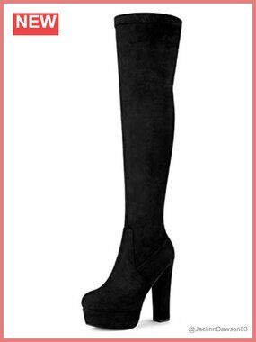 Faux Suede Over Knee High Platform Block Heel Boots